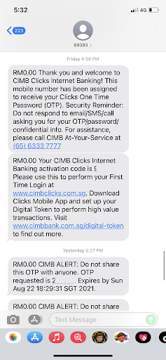 新加坡銀行開戶第四步05_SMS收到新加坡戶口Activation code
