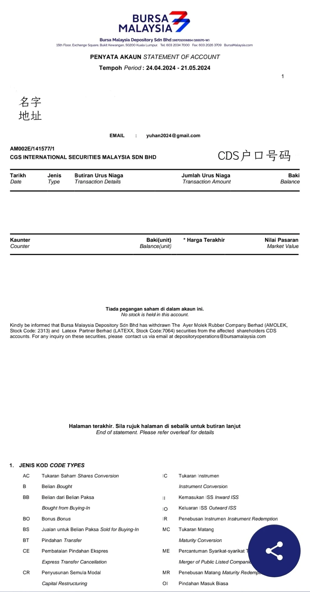 cds statement