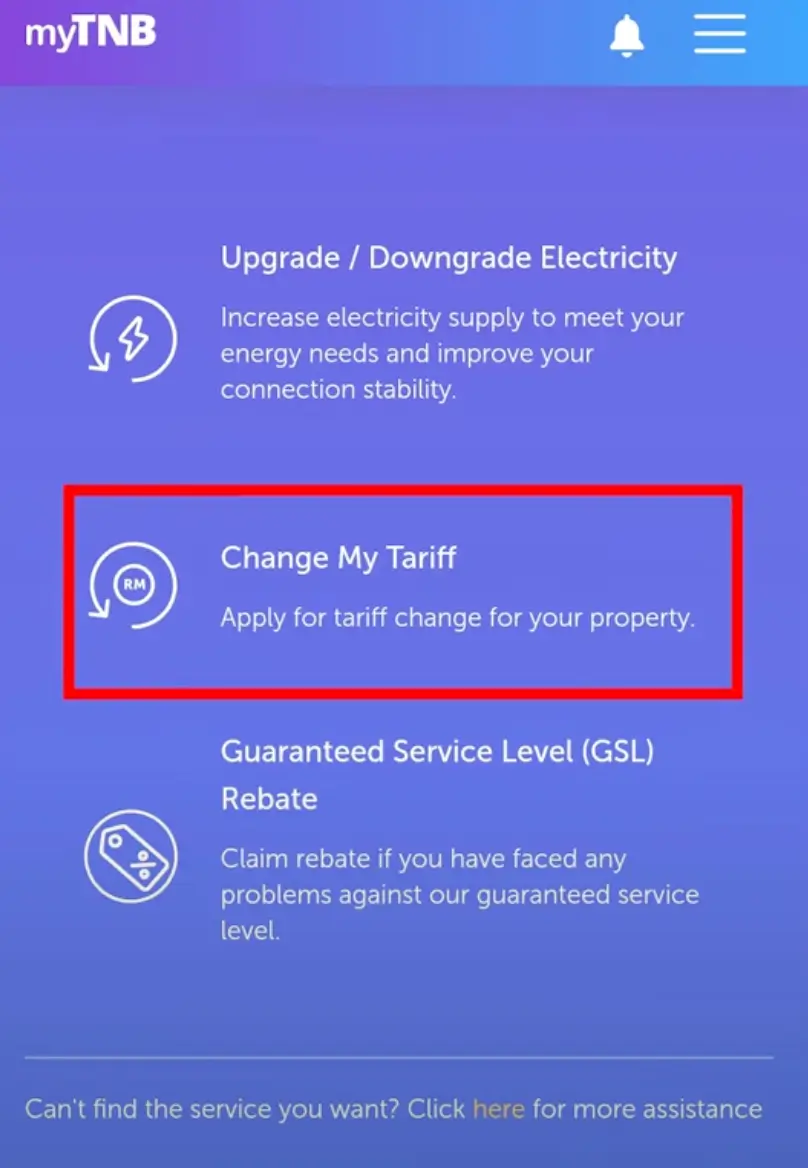 how to change tnb tariff from commercial to residential online